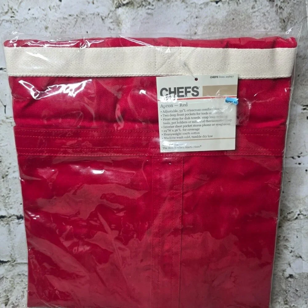 CHEFS Kitchen Apron Red 100% Cotton #29697